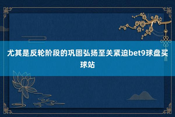 尤其是反轮阶段的巩固弘扬至关紧迫bet9球盘买球站