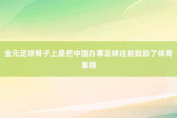 金元足球骨子上是把中国办事足球往前鼓励了体育集锦