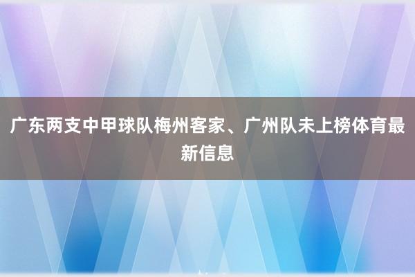 广东两支中甲球队梅州客家、广州队未上榜体育最新信息